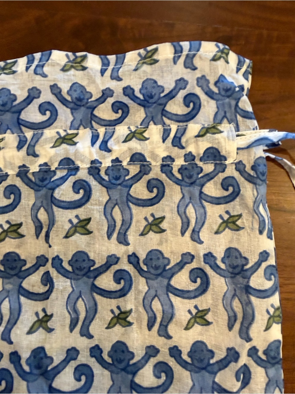 Roller Rabbit Blue Monkey Drawstring Bag - Picture 5 of 6
